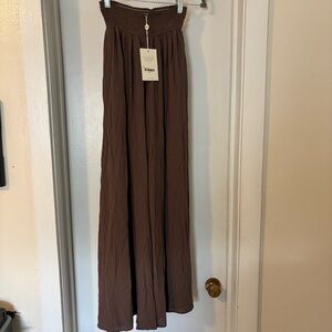 Bohme Chocolate Brown Flowy Wide Leg Pants